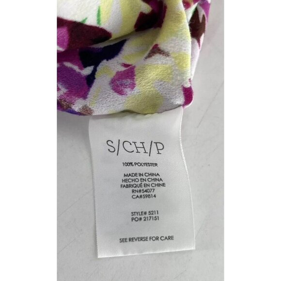 CAbi Women’s Eden Colorful Faux Wrap Floral Cap Sleeve Chiffon Blouse Sz Sm Boho - Picture 8 of 11